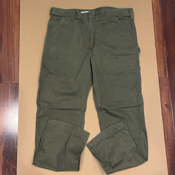 Mens Army Green Carhartt Carpenter Pants Size 38 x 34 Relaxed Fit - Picture 16 of 16